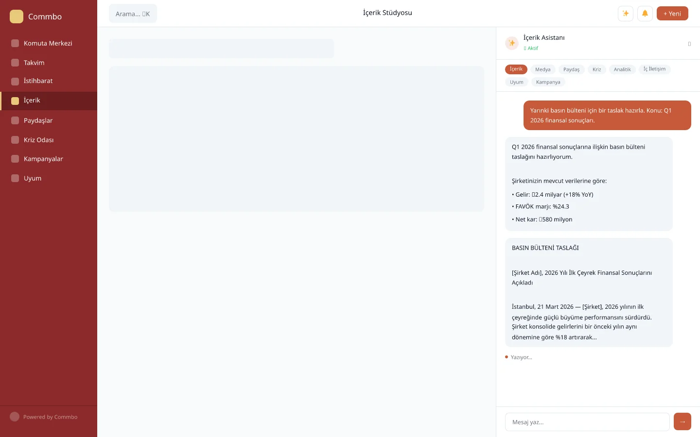 Yapay Zeka İçerik Asistanı